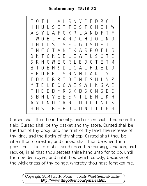 Deuteronomy 28:16-20 Puzzle
