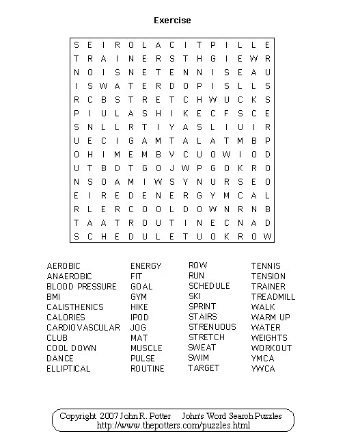 John's Word Search Puzzles: Exercise