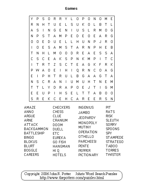 Chess Word Search Puzzle