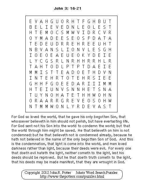 John 3:16-21 Puzzle