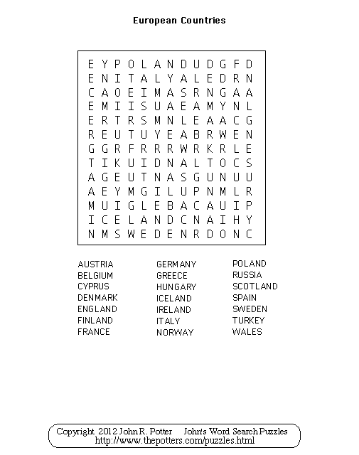 countries-of-europe-word-search-answers