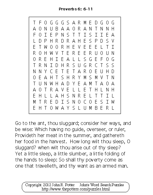 Proverbs 6:6-11 Puzzle